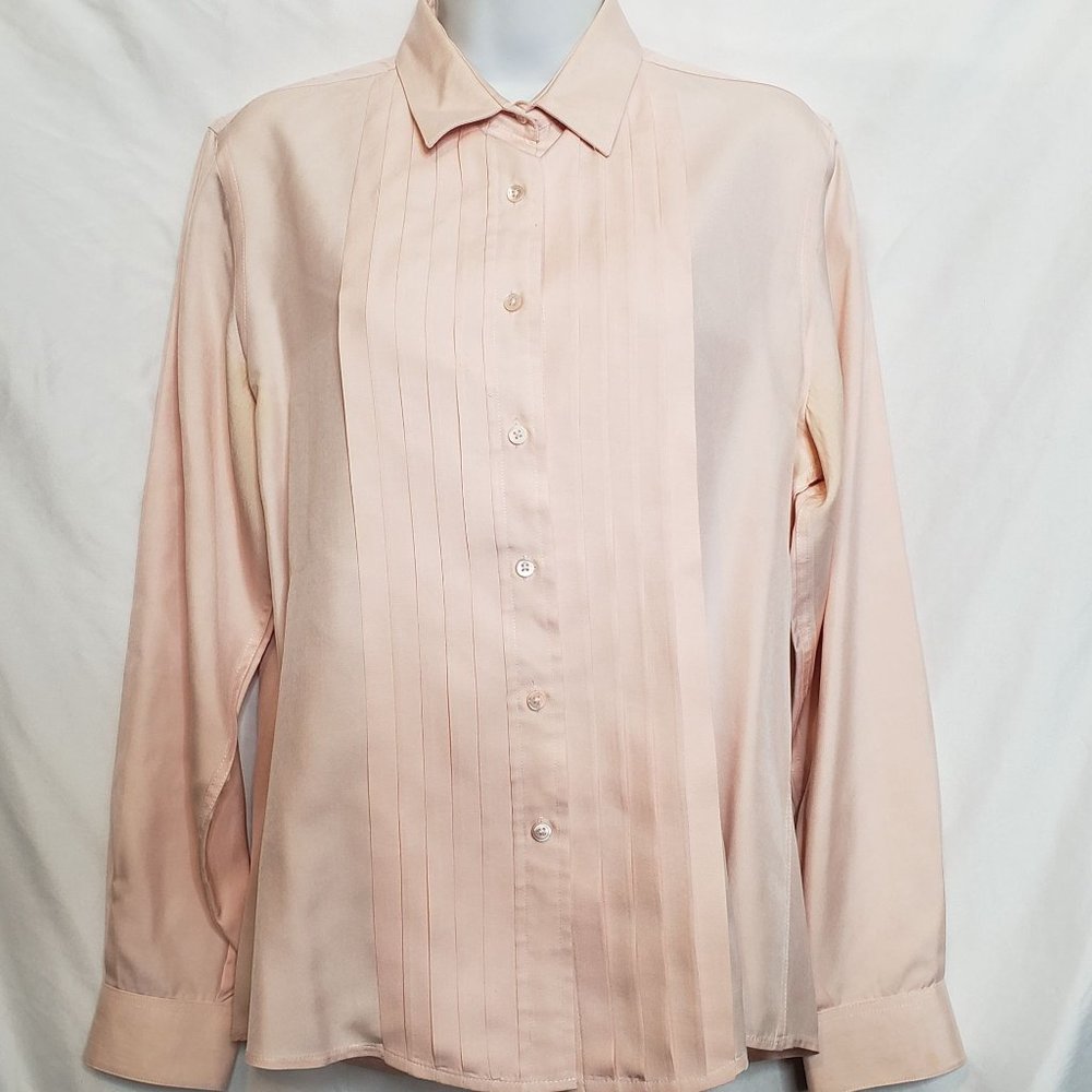 Vintage Blouse Nordstrom Womens Tailored Clothing 70s 80s Silk Peach Color